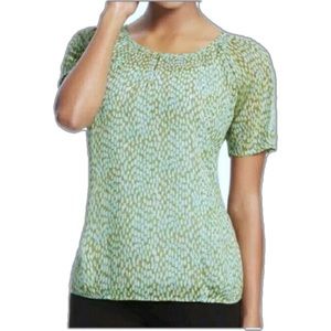 CAbi #602 Pebble Green Semi- Sheer Top Blouse M